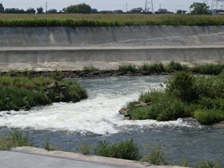 荒川、武蔵水路合流地点