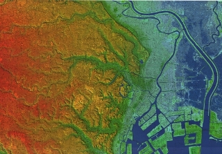 <p>デジタル標高地形図 「東京都区部」の一部</p>
