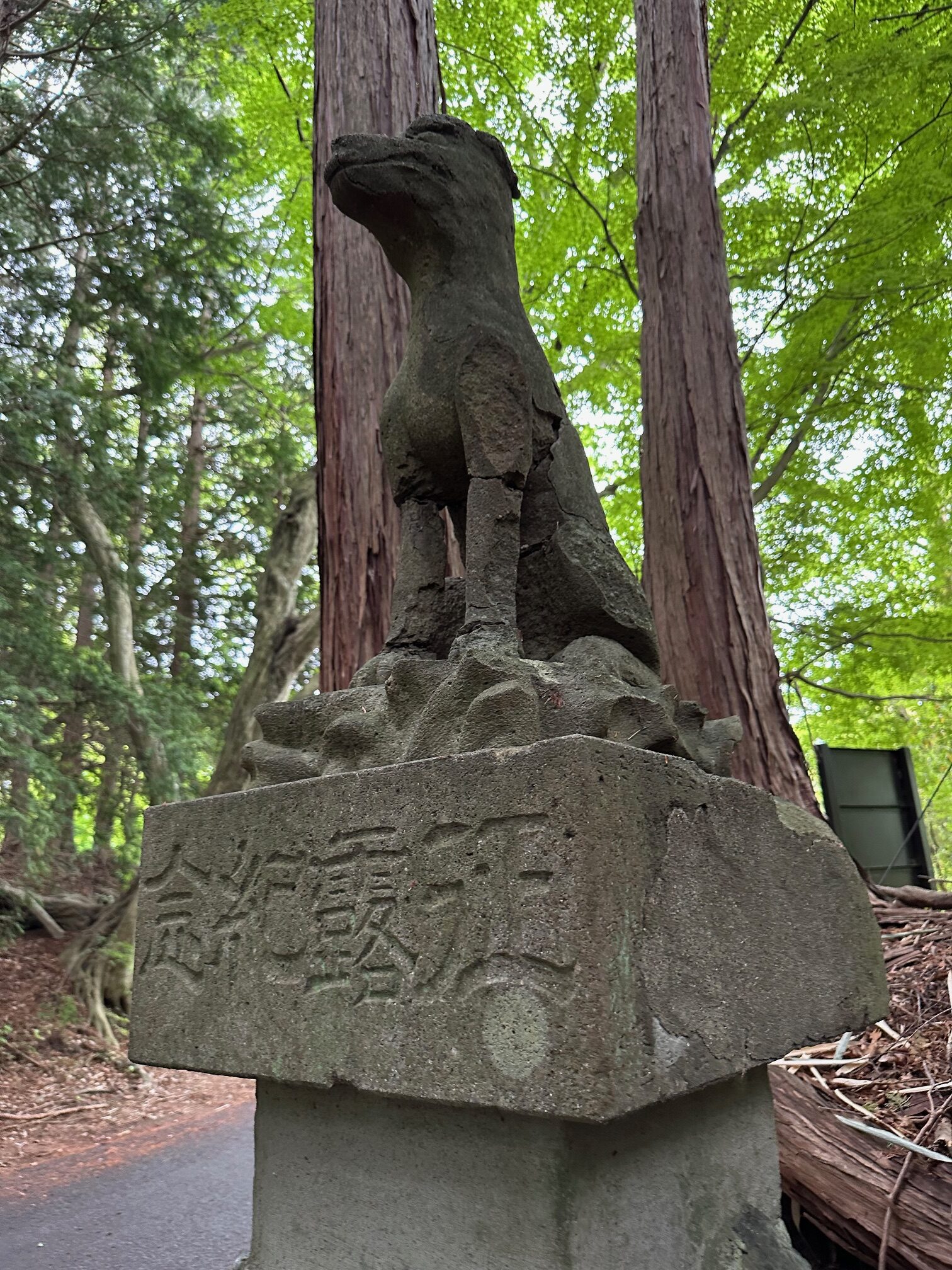 釜山神社のオオカミ像